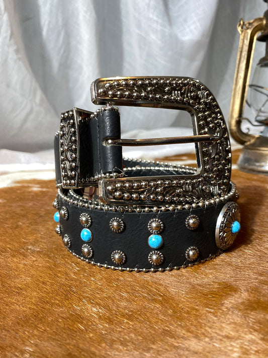 Cinto Preto Country Com Pedrarias