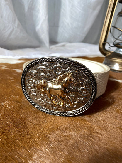 Cinto Country Off-White Com Fivela Horse