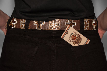 Cinto Country Feminino Country Com Pedras de Cruz